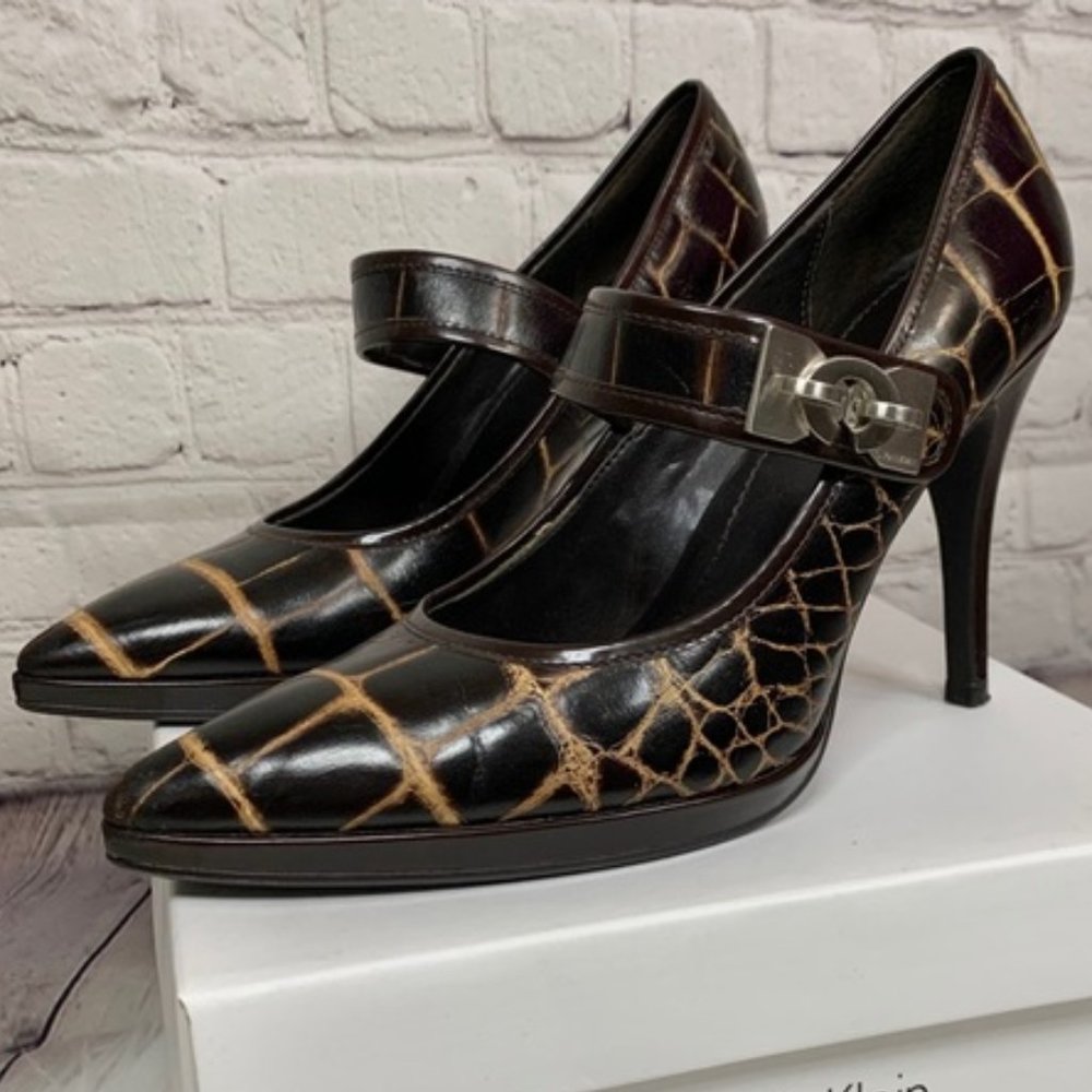 Calvin Klein Crocodile Mary Jane Heels 10